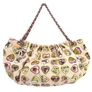 Chanel Pink Canvas Valentine Chain Handbag 122914